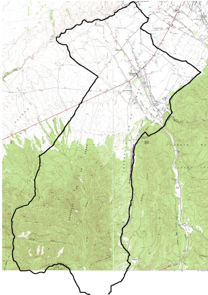 aerial map of El Valle de Los Ranchos Water and Sanitation District boundaries